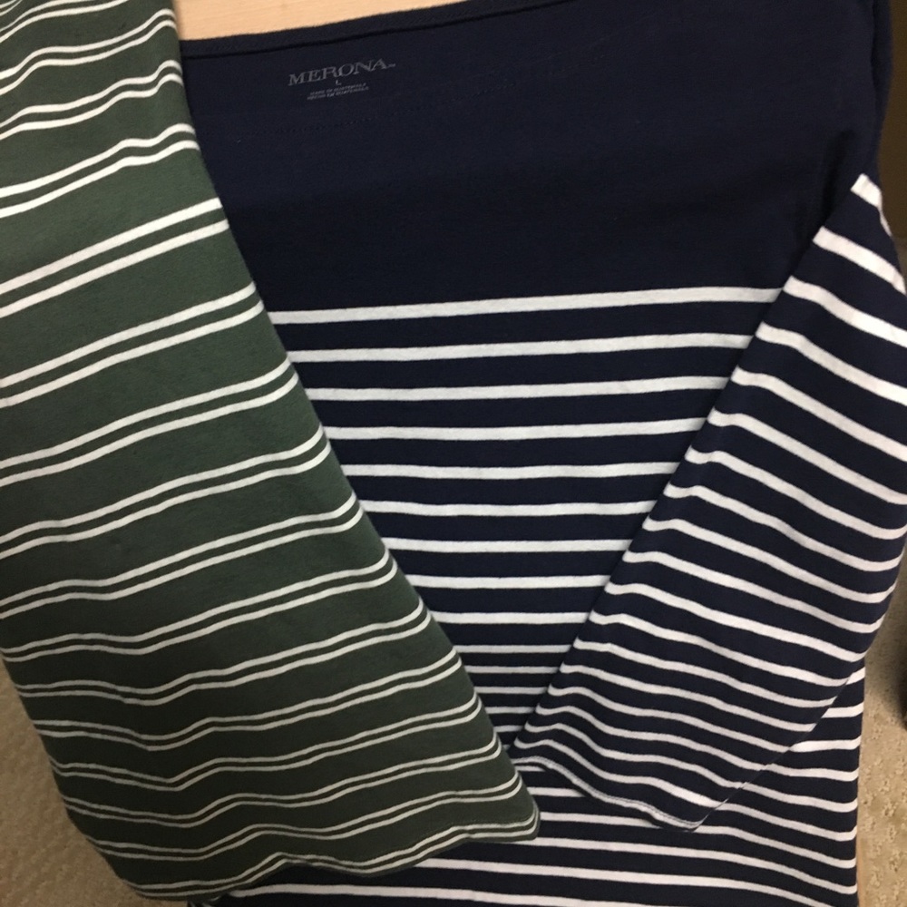 Two Merona 3/4 Sleeve Shirts-Size Large